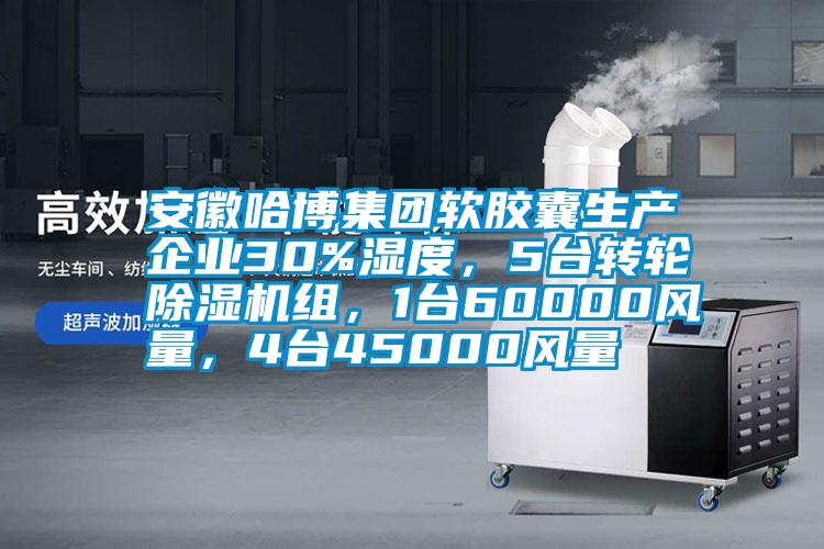 安徽哈博集團軟膠囊生產企業30%濕度，5臺轉輪除濕機組，1臺60000風量，4臺45000風量