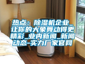 行業(yè)新聞熱點(diǎn)：除濕機(jī)企業(yè)_讓你的大象舞動(dòng)得更精彩_業(yè)內(nèi)新聞_新聞動(dòng)態(tài)-實(shí)力廠家官網(wǎng)